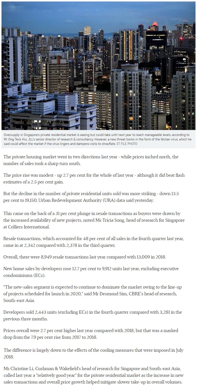 Cairnhill 16 - Singapore private home prices inch up 2.7% for 2019 Part 1